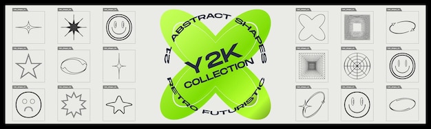 Conjunto vectorial de Y2K Gran conjunto de objetos retro para diseño Objetos en estilo y2k