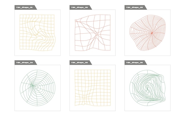 Conjunto vectorial de Y2K Gran conjunto de objetos retro para diseño Plantillas para carteles de notas