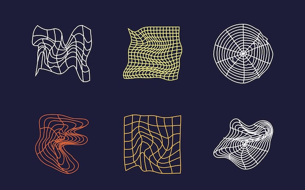 Conjunto vectorial de Y2K Gran conjunto de objetos retro para diseño Plantillas para carteles de notas