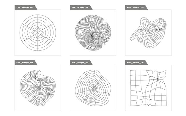 Conjunto vectorial de Y2K Rave psicodélico retro futurista conjunto Iconos minimalistas planos