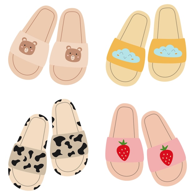 Conjunto vectorial de zapatillas de verano zapatillas de verano flip flops zapatillas clipart.