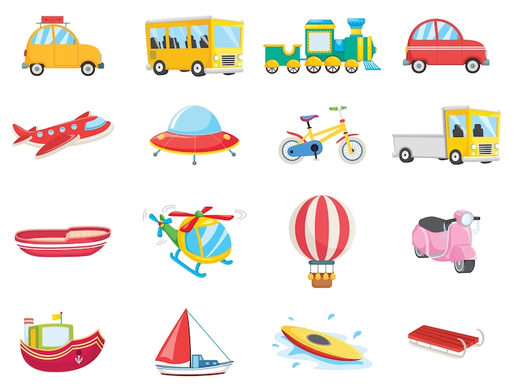 Vector conjunto de vehículos de transporte