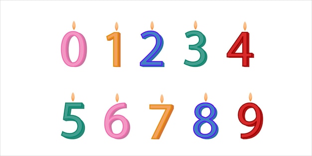 Un conjunto de velas de colores para un pastel Ilustración en un fondo transparente Vector
