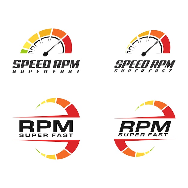 Conjunto de velocímetro, colección de diseño de icono de logo de rpm de velocidad