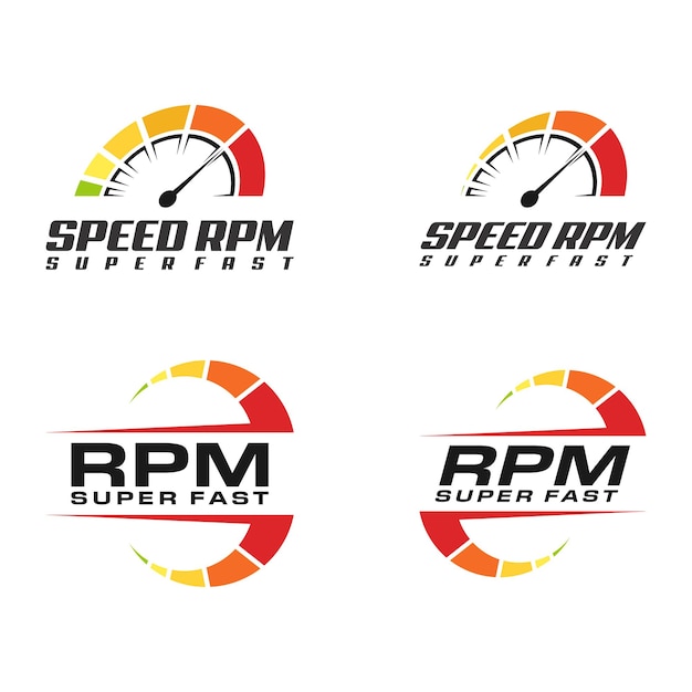 Conjunto de velocímetro, colección de diseño de icono de logo de rpm de velocidad