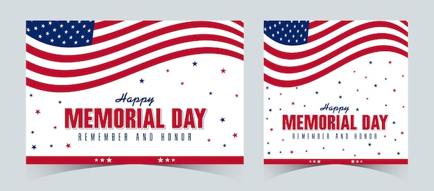 Conjunto de venta de fin de semana del día del recuerdo banner web feliz post de venta de vacaciones del día del conmemorativo y plantilla de banner