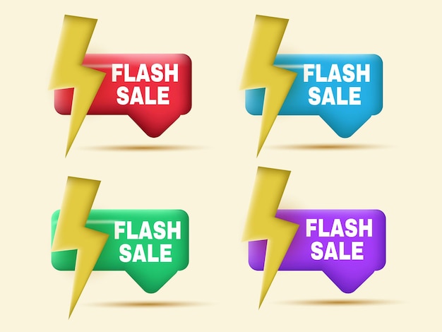 conjunto de venta flash 3d etiqueta de etiqueta colorida
