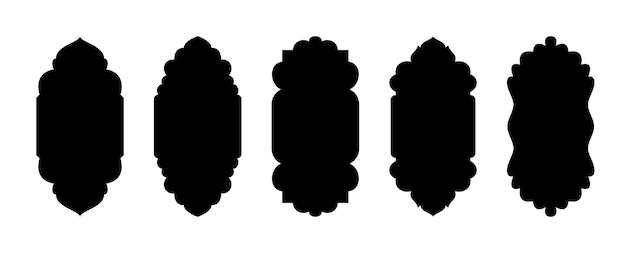 Conjunto de ventanas y arcos islámicos de estilo árabe marroquí marcos puertas de mezquitas musulmanas íconos planos mínimos formas de puerta de mezquita Eid Mubarak para la venta plantillas fondo transparente diseño de Ramadán