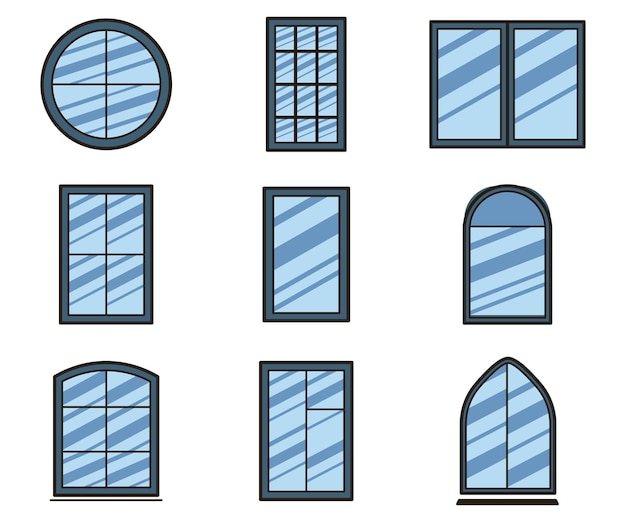 Conjunto de ventanas colección de elementos de diseño al aire libre