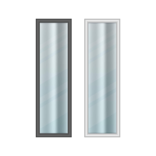 conjunto de ventanas largas realistas con cortinas