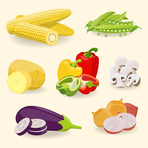 Vector conjunto de verduras