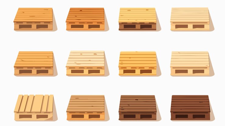 Vector conjunto versátil de paletas de madera para la entrega y almacenamiento eficientes de mercancías