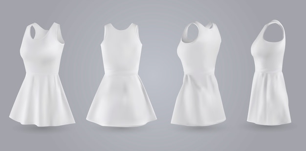 Vector conjunto de vestido blanco de mujer.