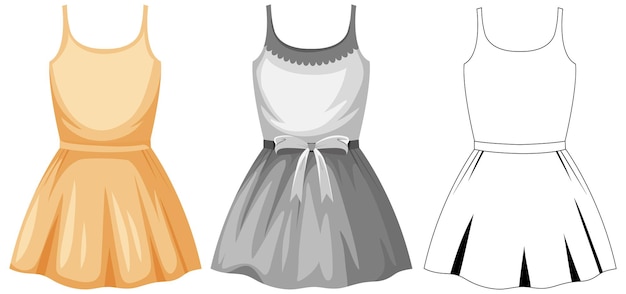 Vector conjunto de vestido lindo femenino