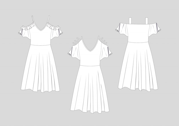 Conjunto de vestido de verano de forma detallada con manga de moda técnica