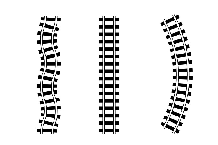 Vector conjunto de vías ferroviarias curvas y rectas