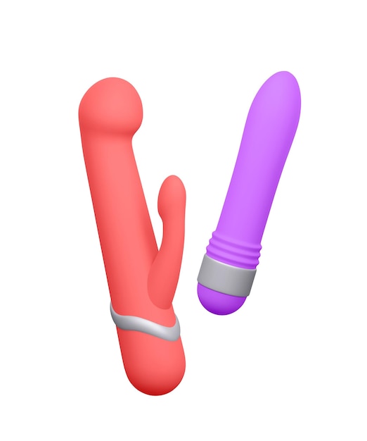 Vector conjunto de vibrador de consoladores realistas 3d aislado sobre fondo blanco juguetes sexuales para sex shop ilustración vectorial