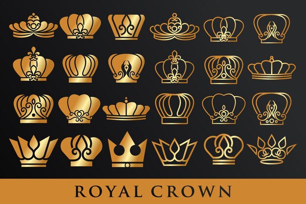 conjunto de Vintage Crown Logo Royal King Queen resumen plantilla vectorial de diseño de logotipo