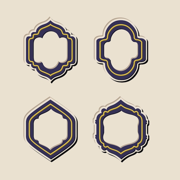 Conjunto vintage de lujo de colecciones de diseño de elementos de marco islámico para banner de insignia de fondo de plantilla