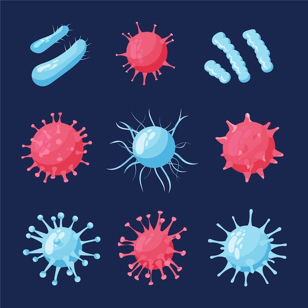 conjunto de virus y bacterias diferentes