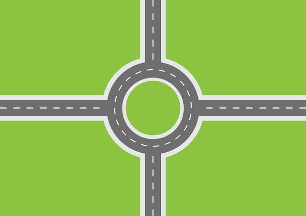 Conjunto de vista superior del mapa de carreteras de tráfico de rotonda