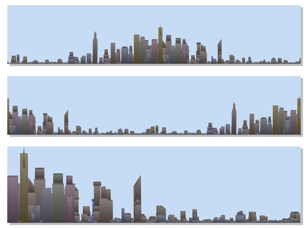 Vector conjunto de vistas panorámicas de la ciudad ramdom