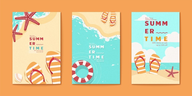 Vector conjunto de volante de playa de horario de verano