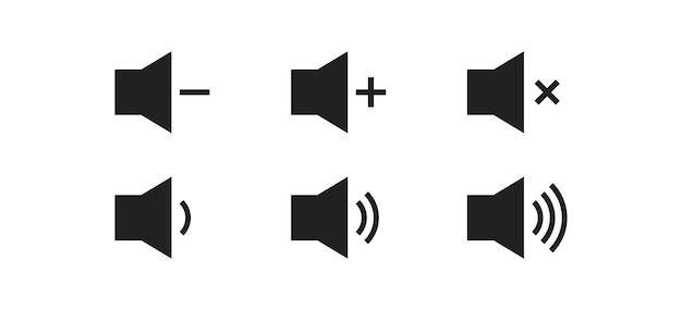 Vector conjunto de volumen de sonido icono aislado botón de audio plano vectorial sobre fondo blanco