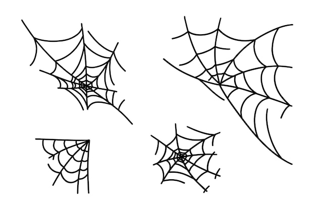 Vector conjunto de web simple dibujado a mano contorno vectorial ilustración dibujado fantasía halloween