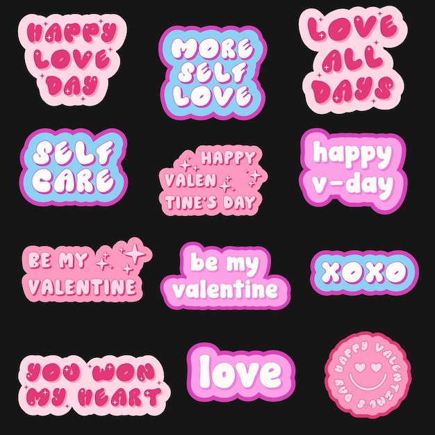 Conjunto de Y2K Lovely Stickers Concept de amor de moda Feliz día de San Valentín 14 de febrero.