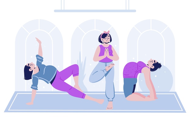 Vector conjunto de yoga para el embarazo