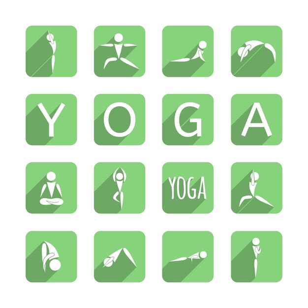 conjunto, de, yoga, iconos