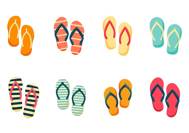Vector conjunto de zapatillas de playa de verano sand goma sandalia para el verano flip flops colección