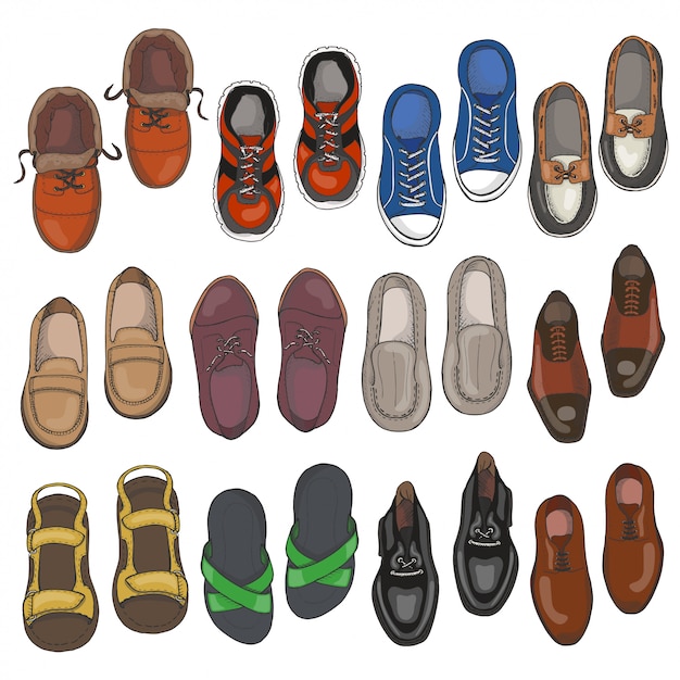 Vector conjunto de zapatos de los hombres