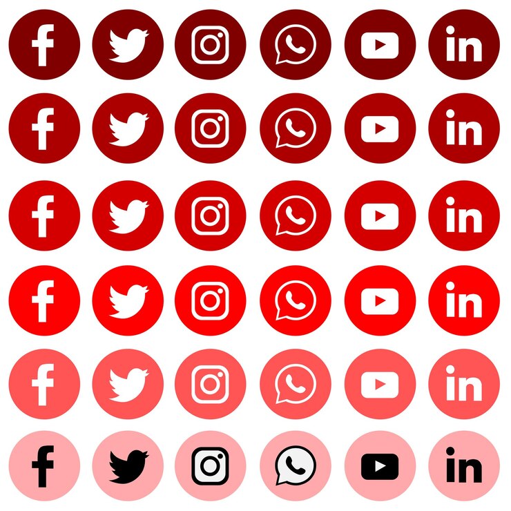 Conjuntos de icono de redes sociales de color rojo