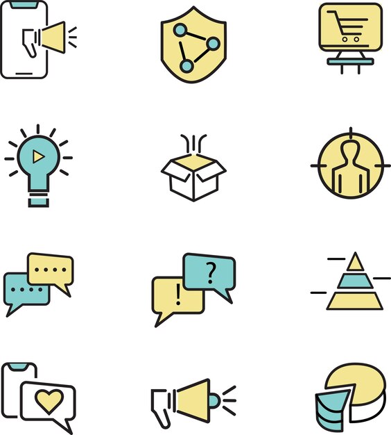 conjuntos de iconos de marketing digital