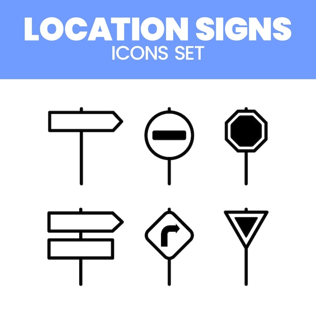 Conjuntos de iconos de señales de calle Ilustración vectorial Mapa GPS Señales de calle Conjuntos De iconos de señal de calle Iconos de señales vectoriales