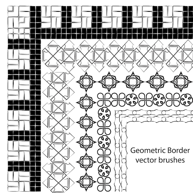 Conjuntos de pinceles de patrones geométricos editables vectoriales