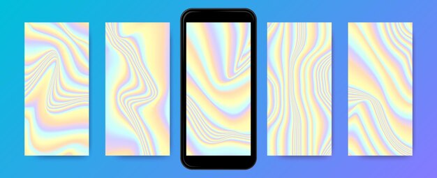 Conjuntos de plantillas de protectores de pantalla de holografía fluida para dispositivos móviles