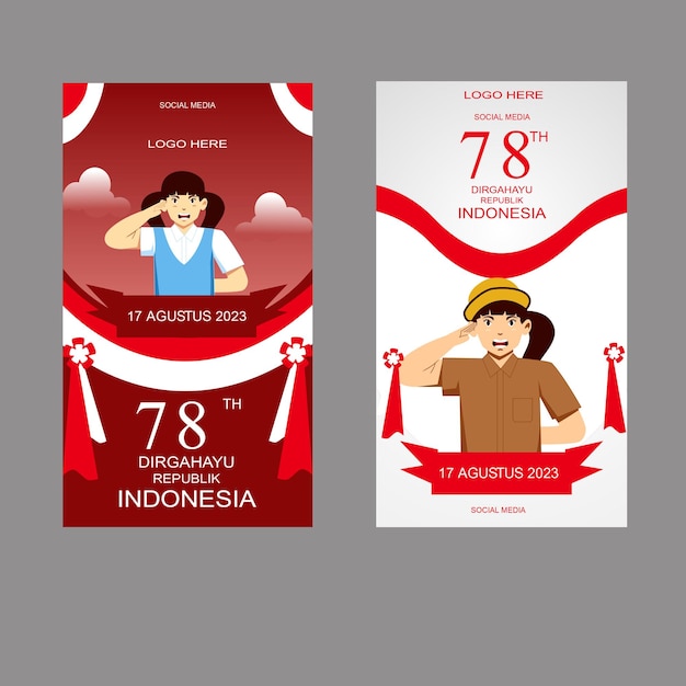 Vector conmemorando respetuosamente el día de la independencia de indonesia039