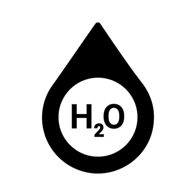 Ícono de agua H2o Gráficos vectoriales en negro