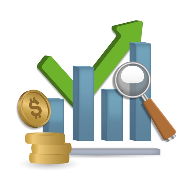 Ícono de análisis de mercado Ilustración 3d de la colección de gestión financiera Ícono 3d de análisis de mercado creativo para plantillas de diseño web, infografías y más