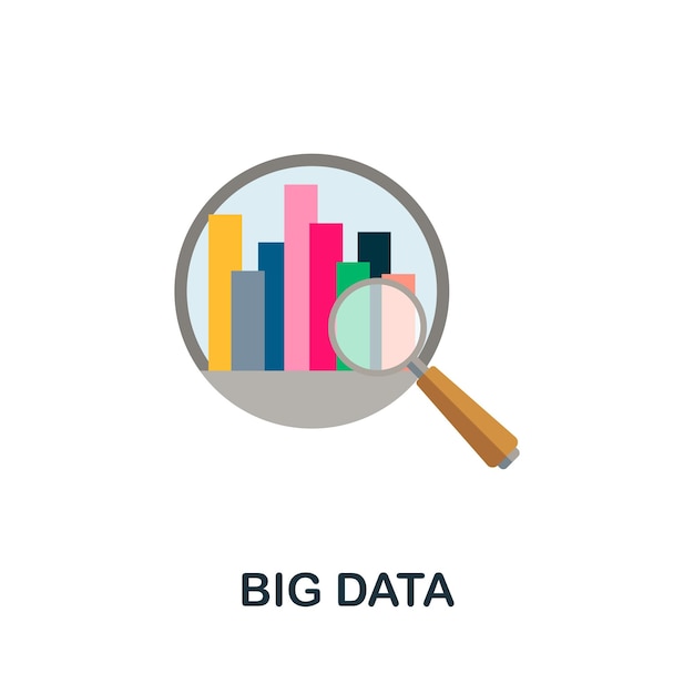 Ícono de Big Data Elemento de señal plana de la colección de análisis de datos Ícono creativo de Big Data para plantillas de diseño web, infografías y más