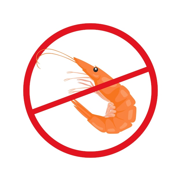 Ícono de camarones prohibidos Los productos no contienen mariscos ni crustáceos Seguridad contra las alergias