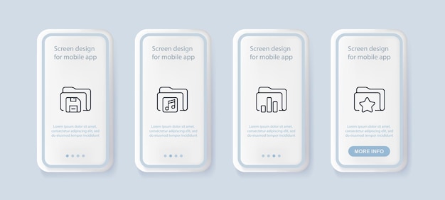 Ícono de conjunto de archivos Crear carpeta disquete conjunto de datos estrella configurar proteger favoritos descarga importante información paga imagen que le gusta Concepto en línea Ui teléfono arriba pantalla Estilo neomorfismo