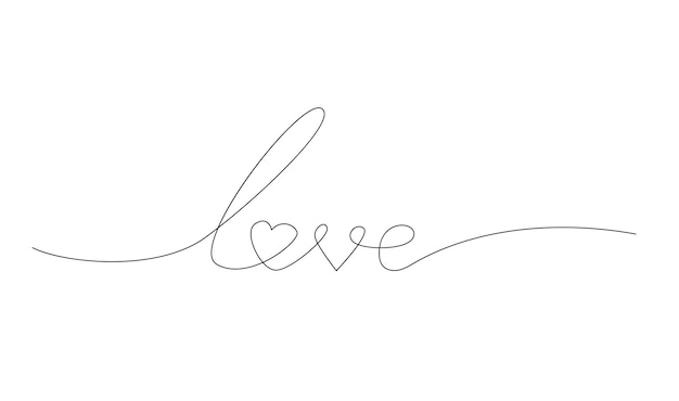 Ícono de corazón de línea abstracta y letras de amor estilo de diseño plano minimalista moderno Ilustración vectorial de símbolo de amor