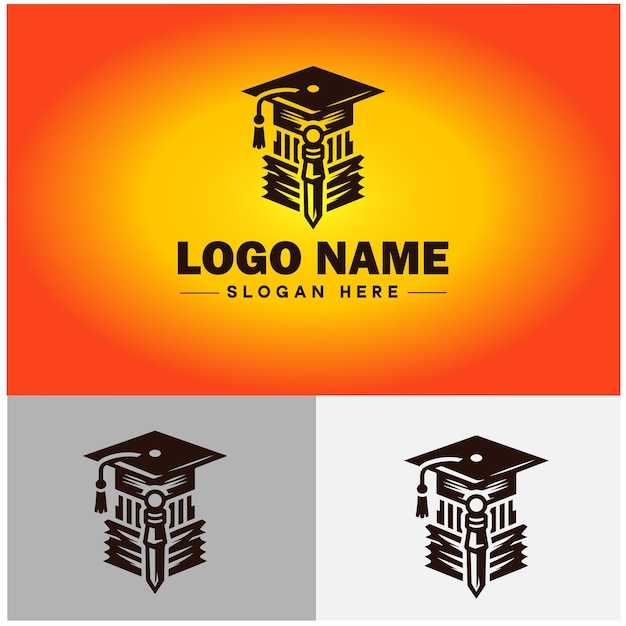 Ícono de educación Adquisición de conocimientos Aprendizaje Escolarización Símbolo de logotipo plano Vector editable