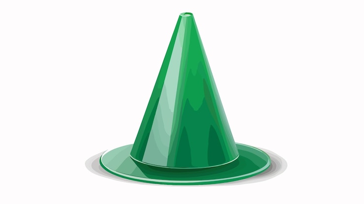 Vector cono escolar verde moderno en fondo blanco en estilo vectorial