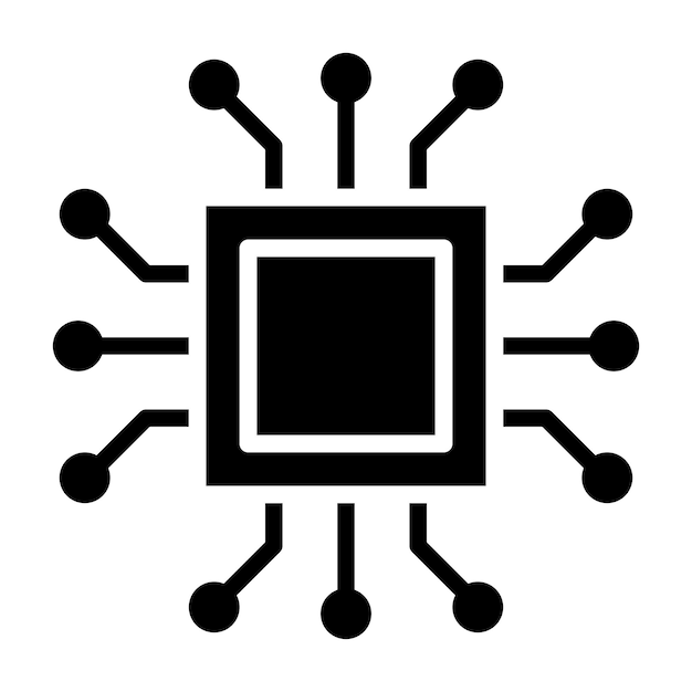 Ícono de glifo vectorial del símbolo del chip