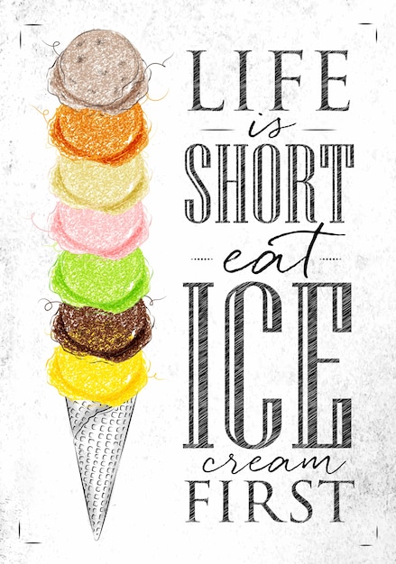 Cono de helado de cartel